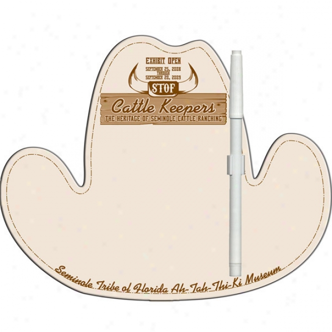 Cowboy Hat - Stock Shape, Dry Erase Wrjte On-wipe Off Memo Conclave With Marker, Laminated