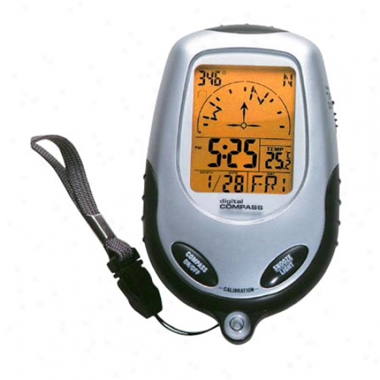 Digital Handheld Compass With Thermo - Alarm Clock