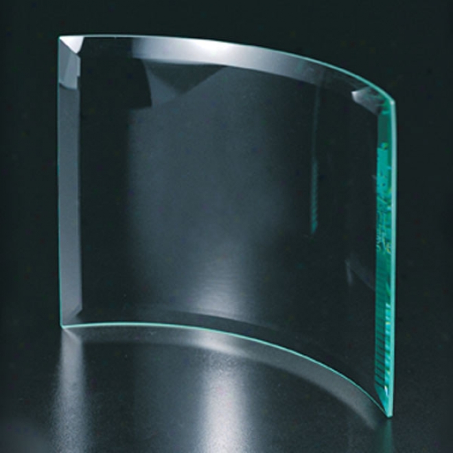 Display Optica Couture - 6&wuot; X 8" - Sleek Curved Rdctangular Glass Award With Beveled Edge