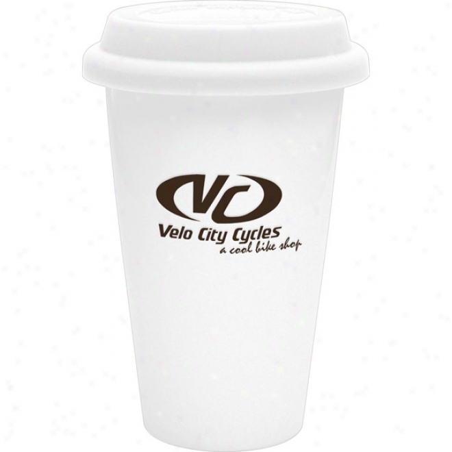 Duplicate Wall White Ceramic Cup W/white Lid