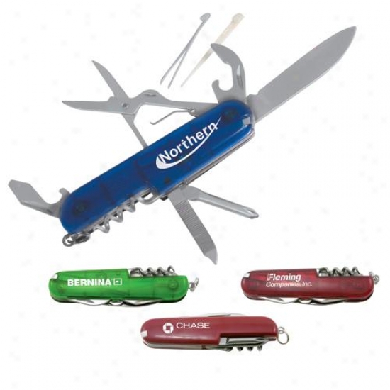 Eleven Function Swiss Army Type Utility Knife With Fishing Implements And More