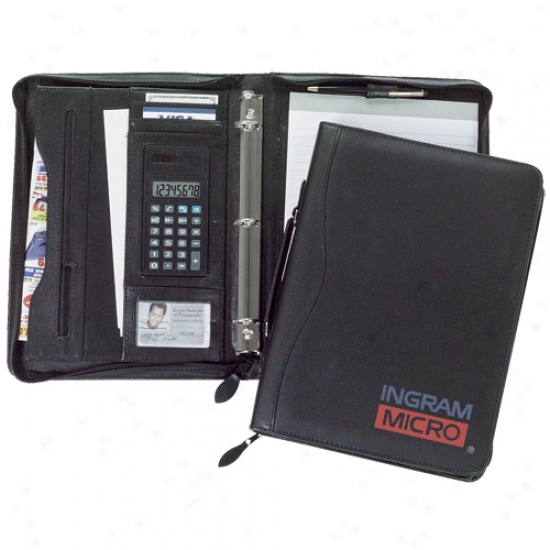 Executive Leatherette Zippered Portfolio With Large Briefcase Style Handle