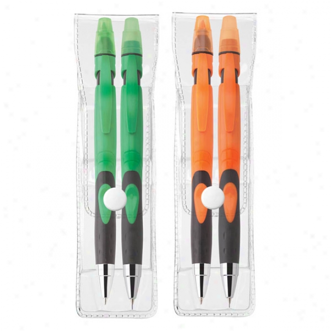 Fame Pen Highlighter & Pencil Eraser Set