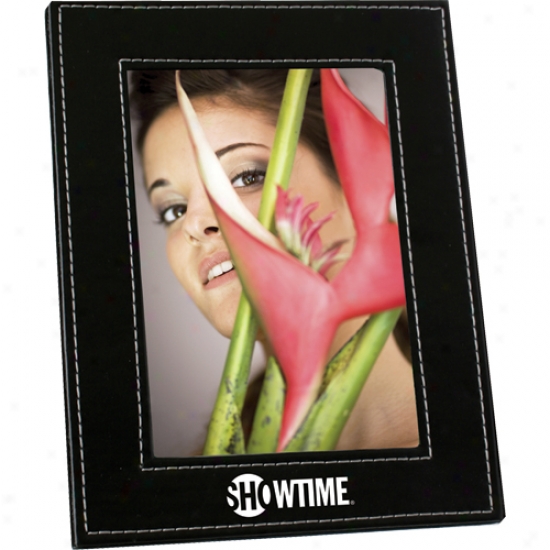 Faux Leather Photo Frame With Contrasting White Stitching