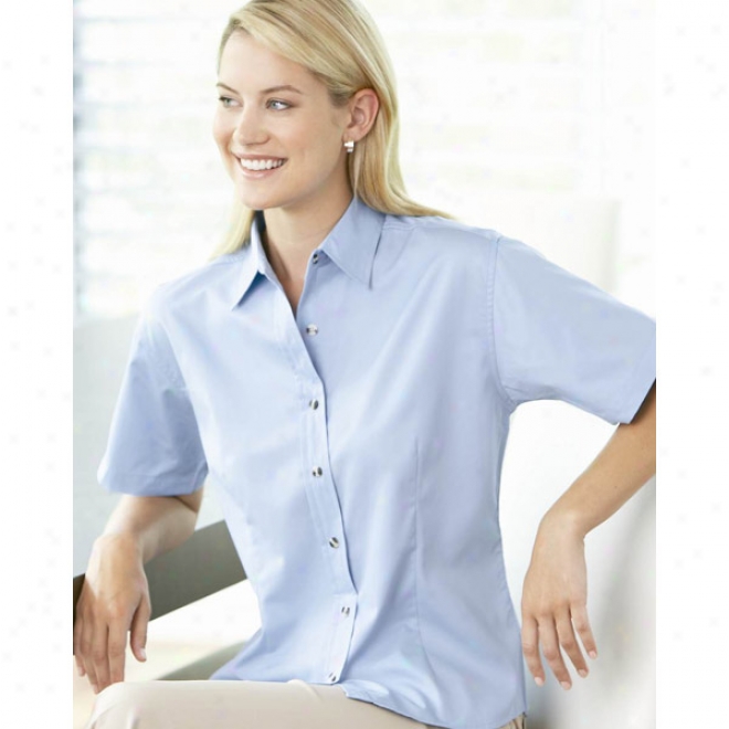Featherlite Ladies' Short Sleeve Stain Resistant Tapered Twill Shirt