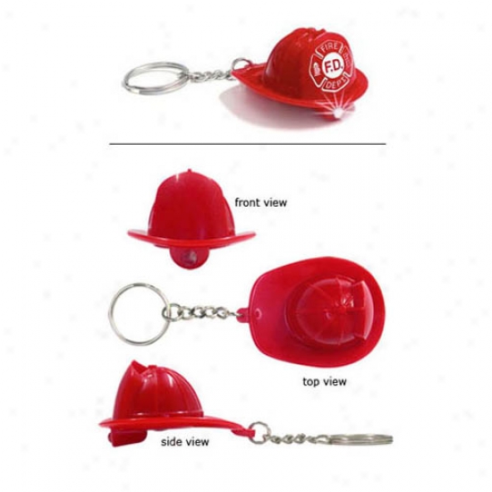 Fireman's Hat Shape, Flashlight Key Ring With A Krypton Lamp And A 4.4v Disposable Battery