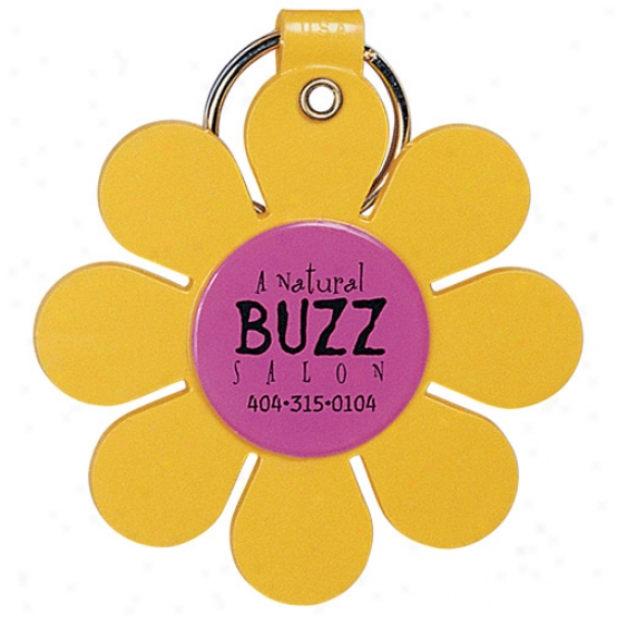 Flexible Daisy Image Key Tag With Split Ring And Eyelet