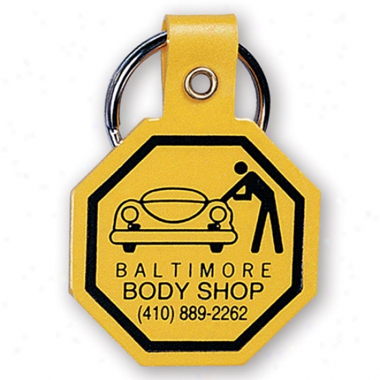 Flexible Stop Sign Figure Key Tag With Split Ring And Eyelet