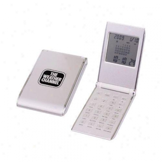 Flip Open Aluminum World Time Calculayor Clock With Date And Calendar