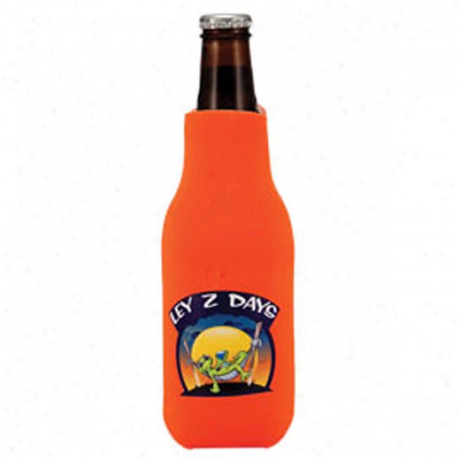 Foam-zone Zippered Bottle Cooler With 4 Color Process Imprint