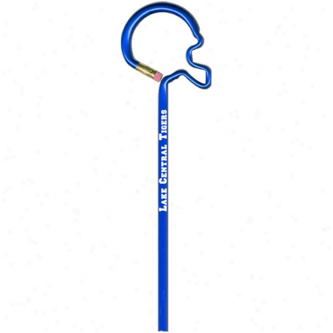 Football Helmet - Real Number 2 Lead Pencil With An Eraser, Top Is Bent Into A Basic Shape