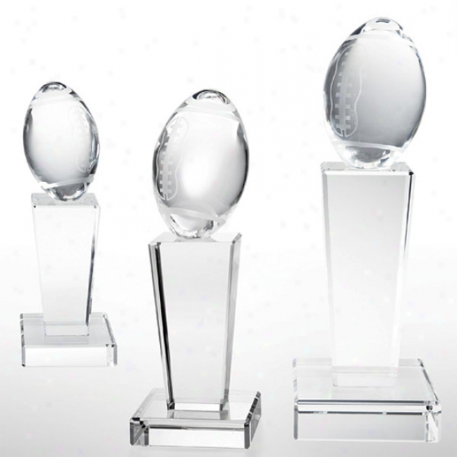 Football On Pedestal Base Optical Crystal Award (l)