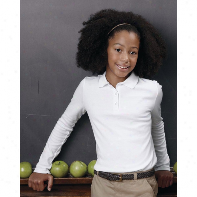 French Pledge - Girls' Long Sleeve Picot Polo