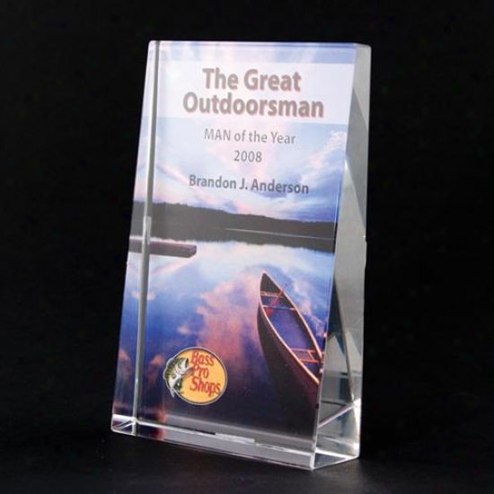 Full-color Lead Crystal Large Vertical Inclne Award - 4" X 6"