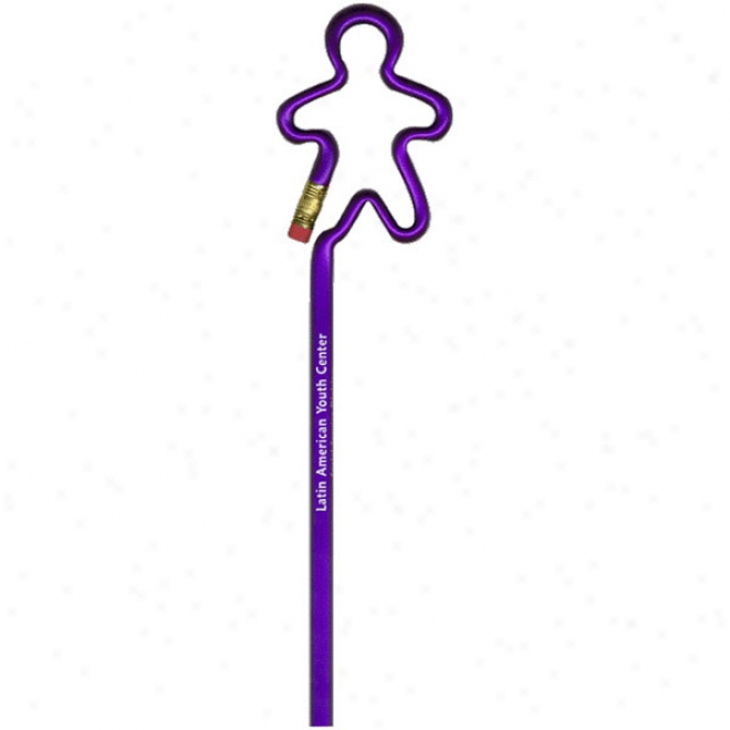 Gingerbread Man - Real Number 2 Lead Pencil With An Eraser, Top Is Bent Into A Basic Shape