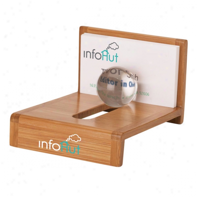 Globe - Bamboo Business Card Holder