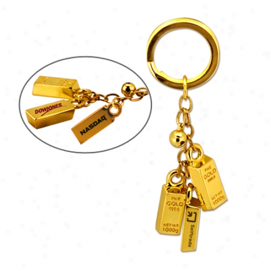 Gold Bar Bell Keychain