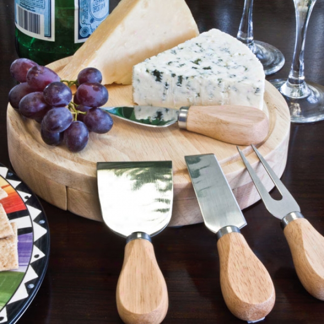 Gourmet 5 Pc Cheese Set Cutting Board