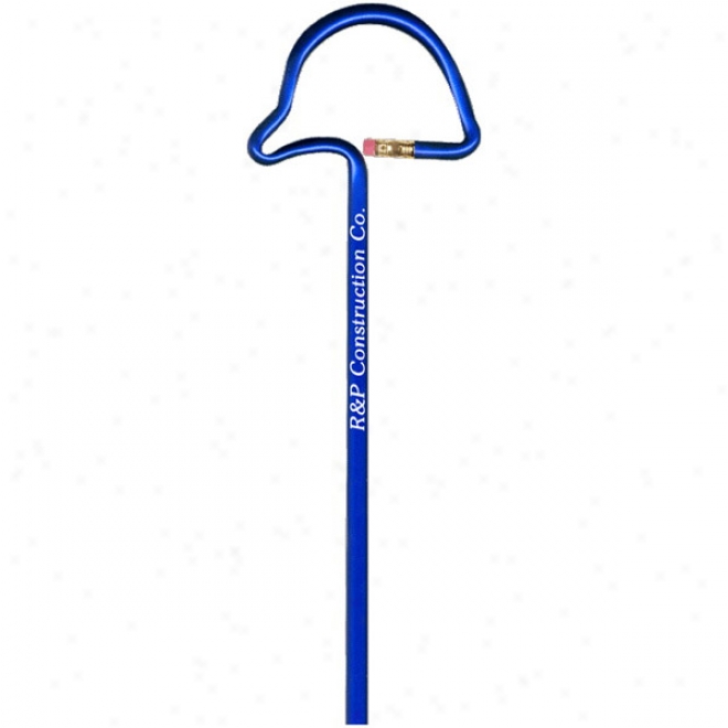 Hard Hat - Real Number 2 Lead Pencil With An Eraser, Top Is Bent Into A Basic Shape