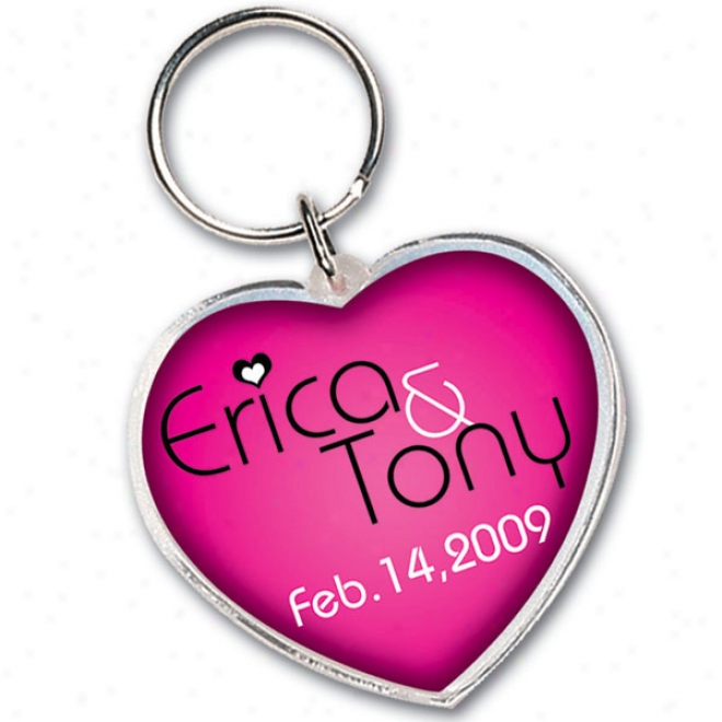 Heart - Acrylic Tonic Tag With A Standard Silver 24mm Tempered Split Ring