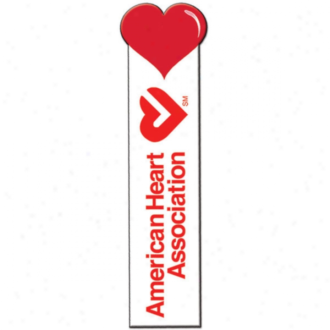 Heart - Bookmark With Shaped Top, 14 Pt. Richly Density White Poster Board, 1.75" X 8"