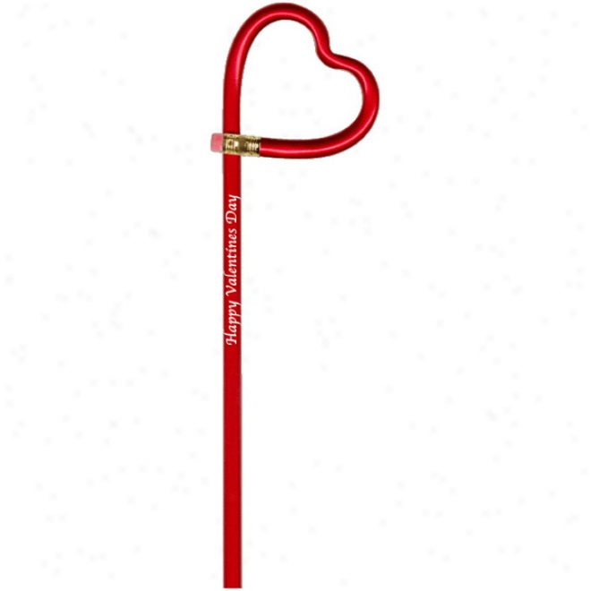 Heart - Real Number 2 Lead Pencil With An Eraser, Top Is Bent Into A Basic Shape