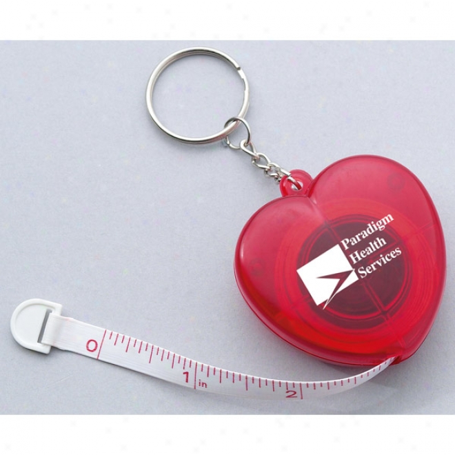 Heart Shaped Cloth Tape Measure With A Split Key Ring