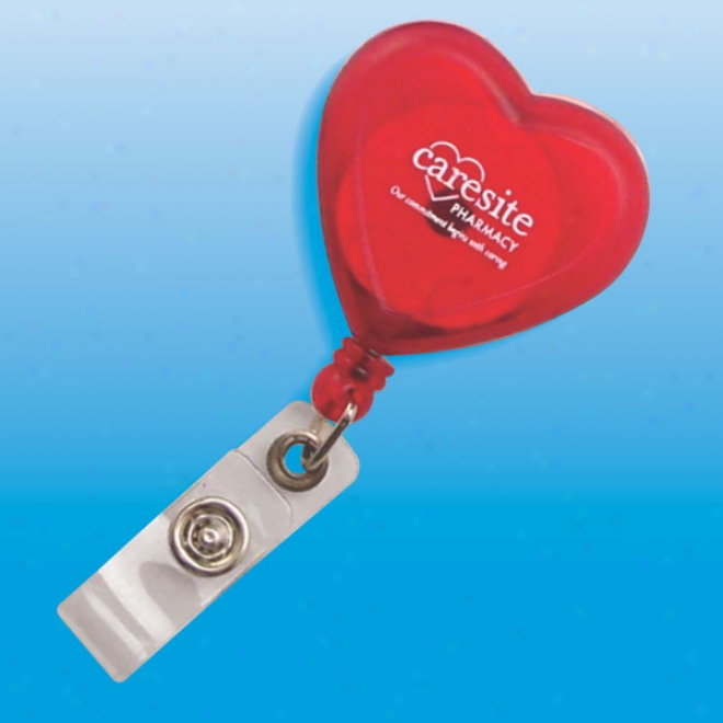 Heart Shaped Retractable Badge Holder, Card Stretches To 30 Inches