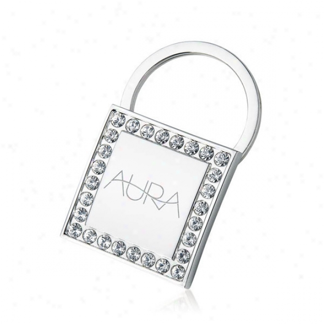 Aloft Polish Metal Key Holder, Square Shape With Crystal Accents