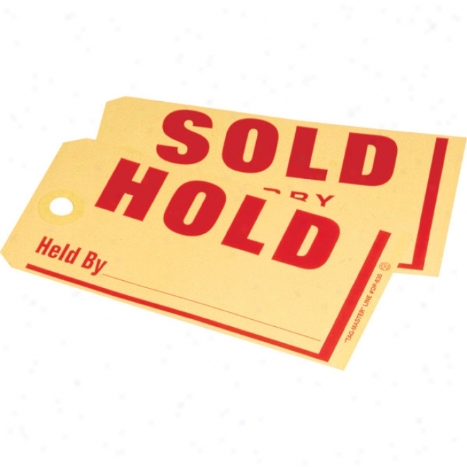 Hold-sold Tag With Attractive Bright Red Print On Golden Heavy Card Stock