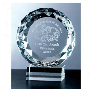 Hope Optica Couture - 7" X 6" - Roundhighly Faceted Crystal Award On Crystal Base