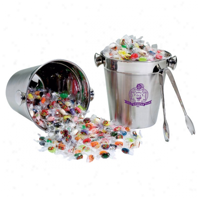 Ice Bucket With Tongs, Filled Attending Individually Wrapped Assorted Jelly Beans