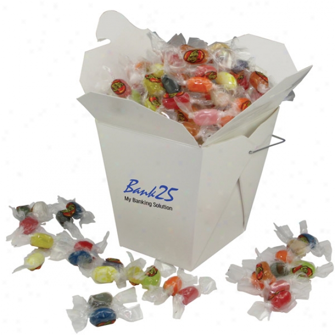 Jelly Beans In A 2 3/4" X 3 1/2" X 3 5/8" Take Away Container