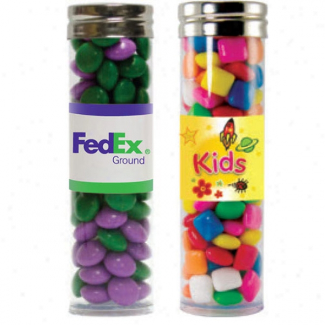 Large Gourmet Plastic Tube With Corporate Colored Chocolatea