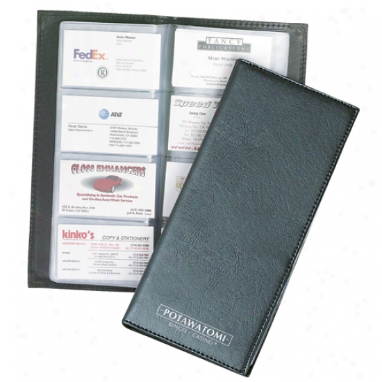 Leatherette Business Card File, Holds 96 Business Cards