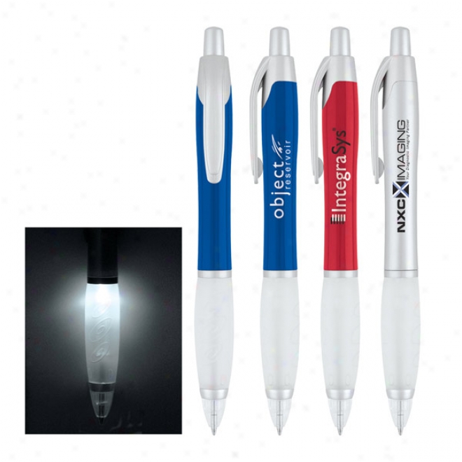 Light-bright - Ballpoint Pen Witn A Bright White Light That Shines Through Itq Rubber Grip