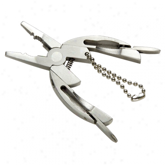 Mini Stainless Steel Tool With Folding Pliers, 2 Screwdrivers On A Split Key Chain