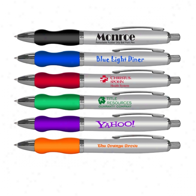 Monroe Retractable Rubber Grip Ball Point Pen