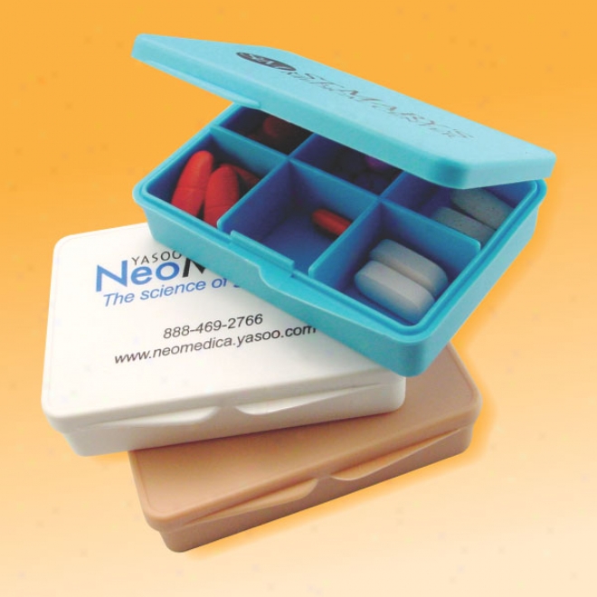 Multi-pack  - Pill Box With 6 Large Compartments Under One Lid