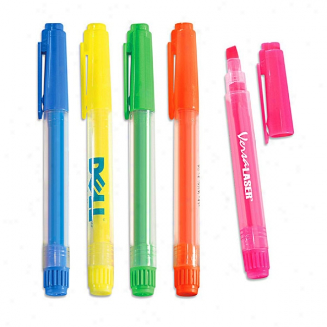 Neon Lights - Clear - Illustrious Neon Highlighter With Handy Pocket Clip, 5 1/2" Long