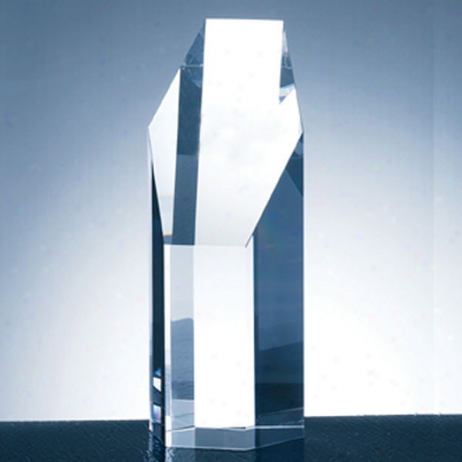 Nevis Optica Couture - 7 1/2" X 3" - Crystalhexagon Tower Award With Slanted Top