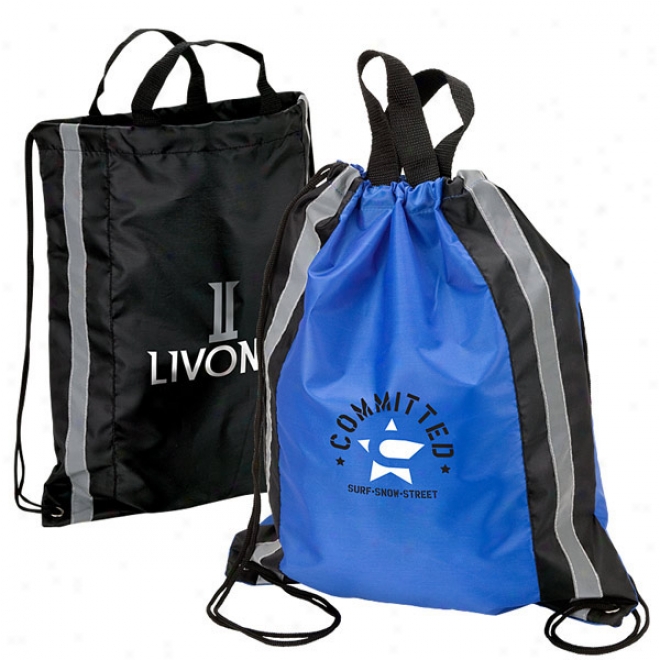 Nylon Drawstring Sport Bag With Reflective Stripes