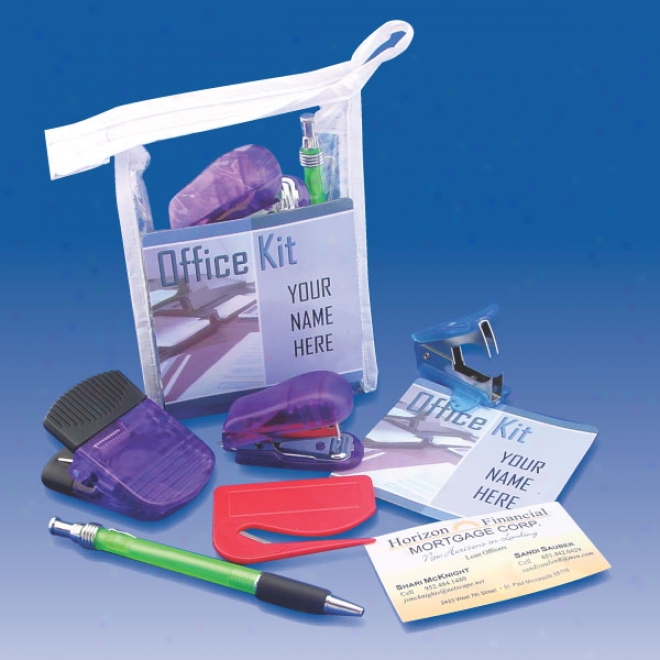 Office Kit Features Vinyl Bag, 4x4 Loadstone And Business Card Magnet