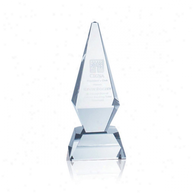 Optima Optica Couture - 11" X 4 1/2" - Crystal Pyramid Tower Award On Base
