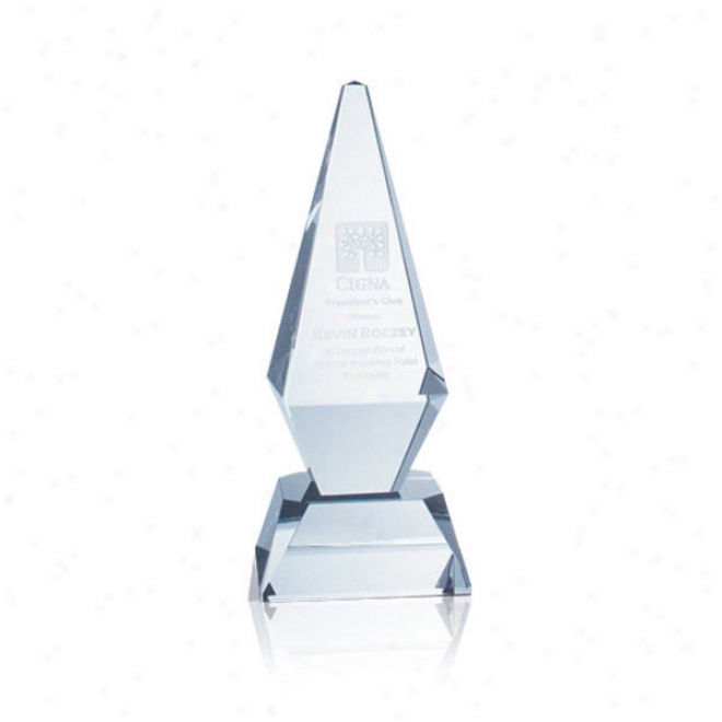 Optima Optica Couture - 9 7/8" X 4" - Crystal Pyramid Tower Award On Base