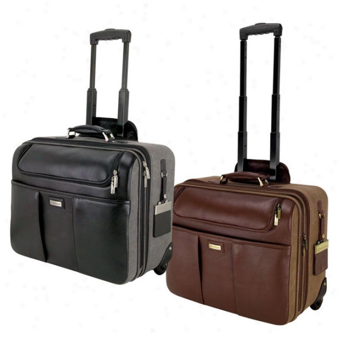 Palermo - Brown Napa Leather Canvas Trolley Case