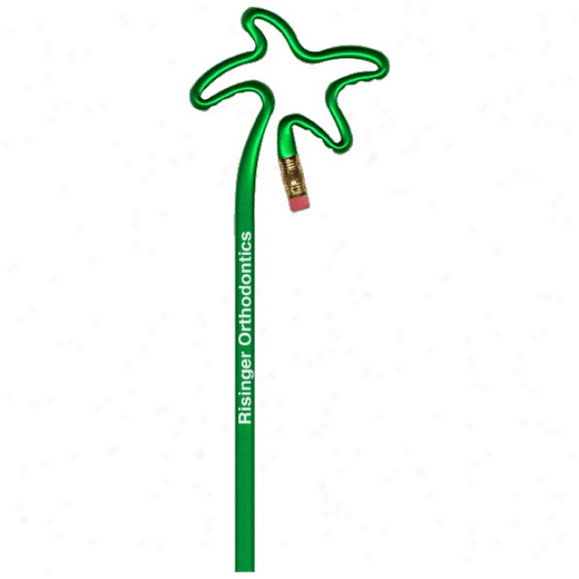 Palm Tree - Real Number 2 Lead Pencil With An Eraser, Top Is Bent Into A Baskc Shape