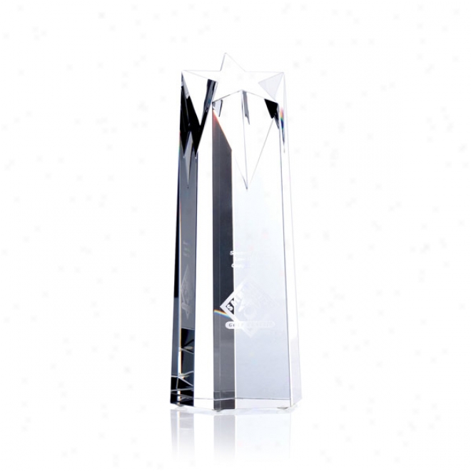 Paramount Optica Couture - 14" X 3 3/4" - Crystal Obelisk Award With Fate