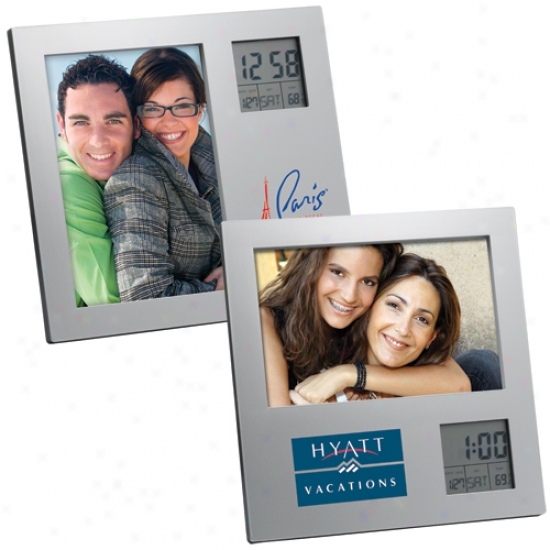 Photo Frame With Two Way Digital Clock, Holds 3 1/2" X 5" Photograph