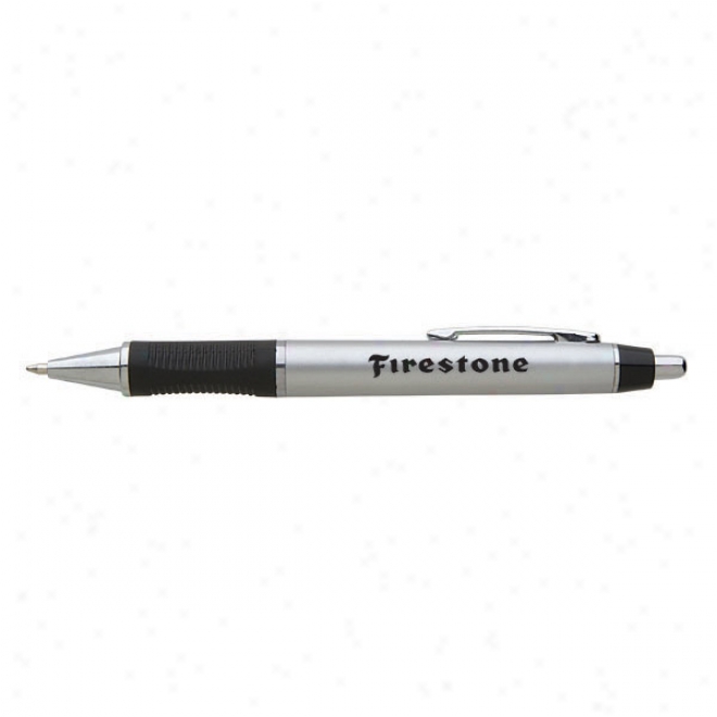 Plastic Barrel Pen Wirh Chrome Sliver Trim And Comfort Rubber Grip